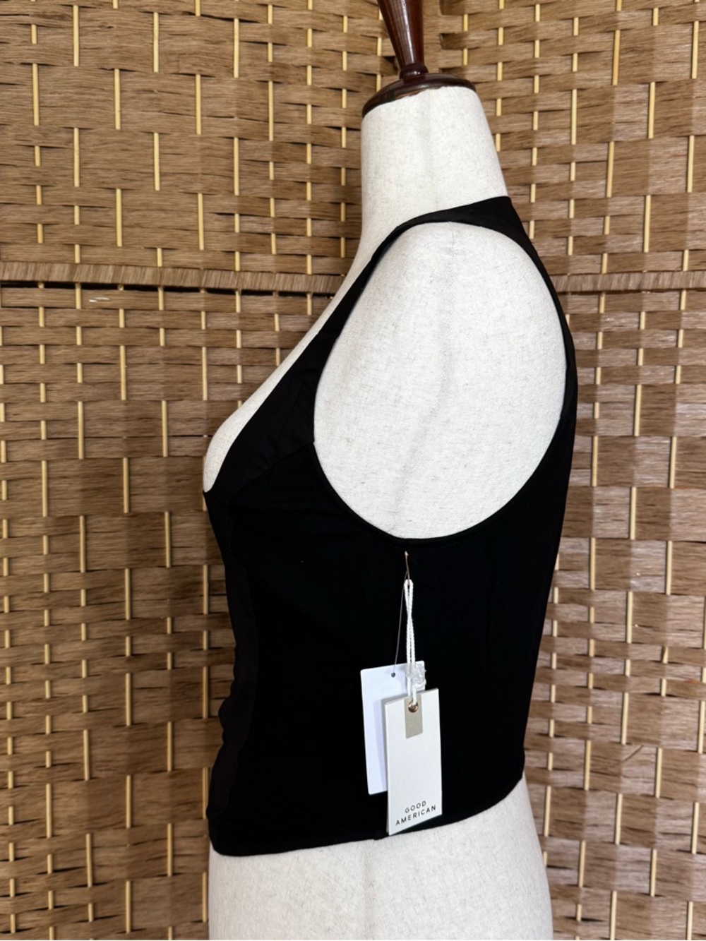 NWT Good American black cotton Dolly corset top L - Picture 7 of 13